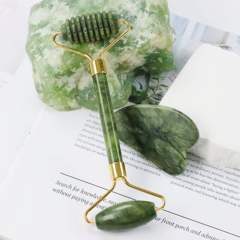 Jade Roller Stone - Zestaw Jade Spike Roller & Gua